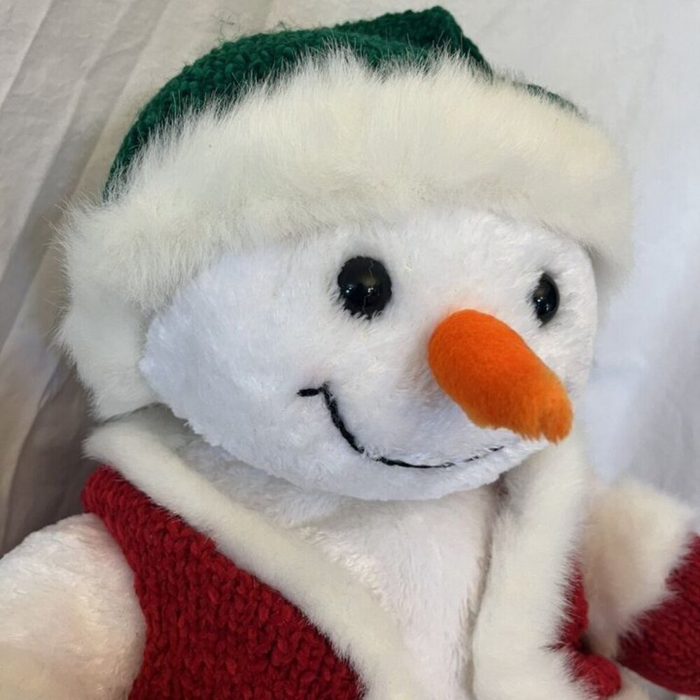 Vtg. Rare CommonWealth Kmart Co White Snowman Fur Green Hat Red Vest 199…
